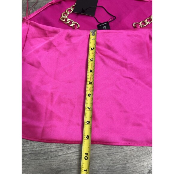 Bailey 44 Satin Bright Pink Crop Top | Gold Chain Straps | Size S | NWT Revolve - Picture 6 of 9